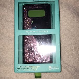 Note 8 case black and pink glitter